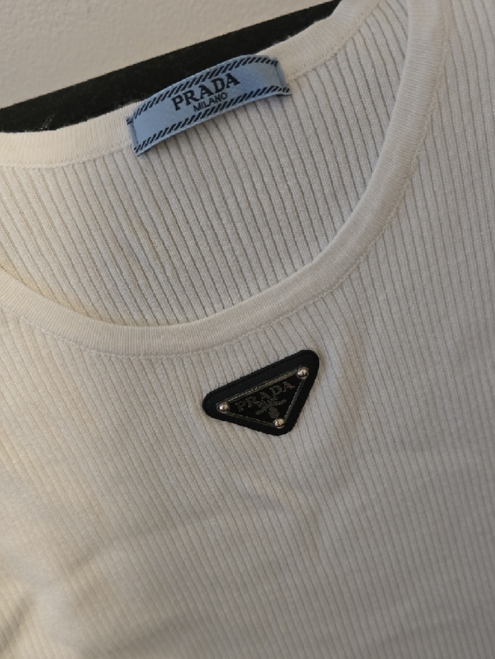 Off-White Fancy Ribbed Tank Size M - Picture 2 of 4